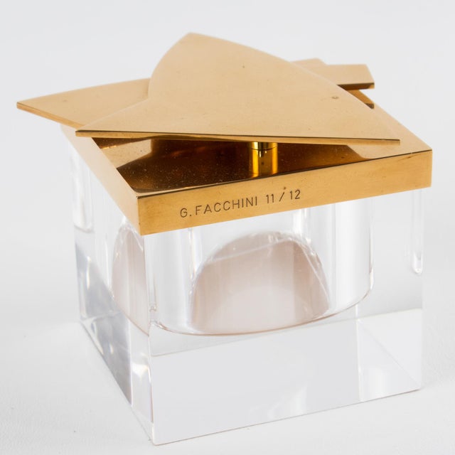Brass Giorgio Facchini Limited Edition Lucite and Brass Box, Circa 1970 For Sale - Image 8 of 13