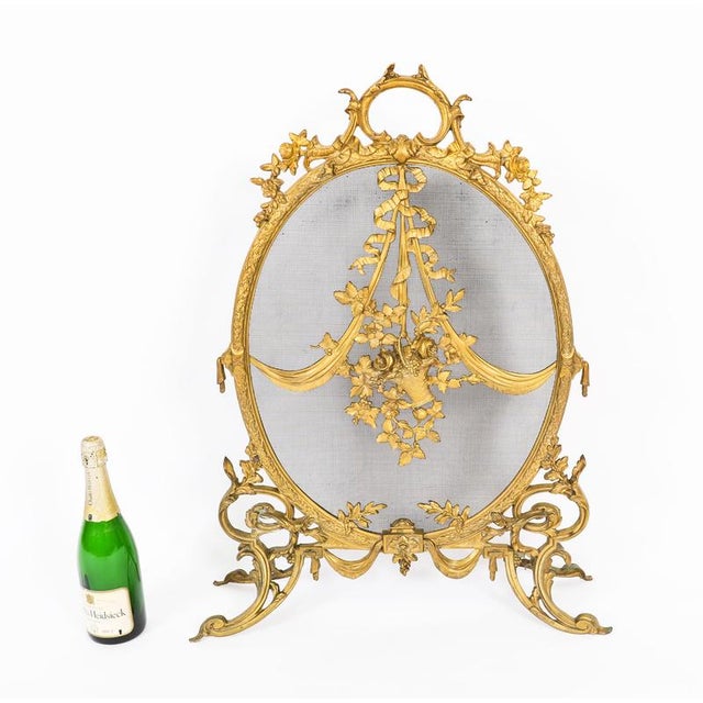 Antique French Rococo Revival Brass Fire Screen, 1800s For Sale - Image 12 of 13