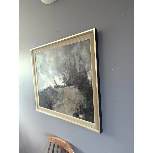 1960s Mid-Century Modern 'Storm's Edge' Vintage Original Swedish Expressive Landscape Oil Painting, Framed For Sale - Image 5 of 10