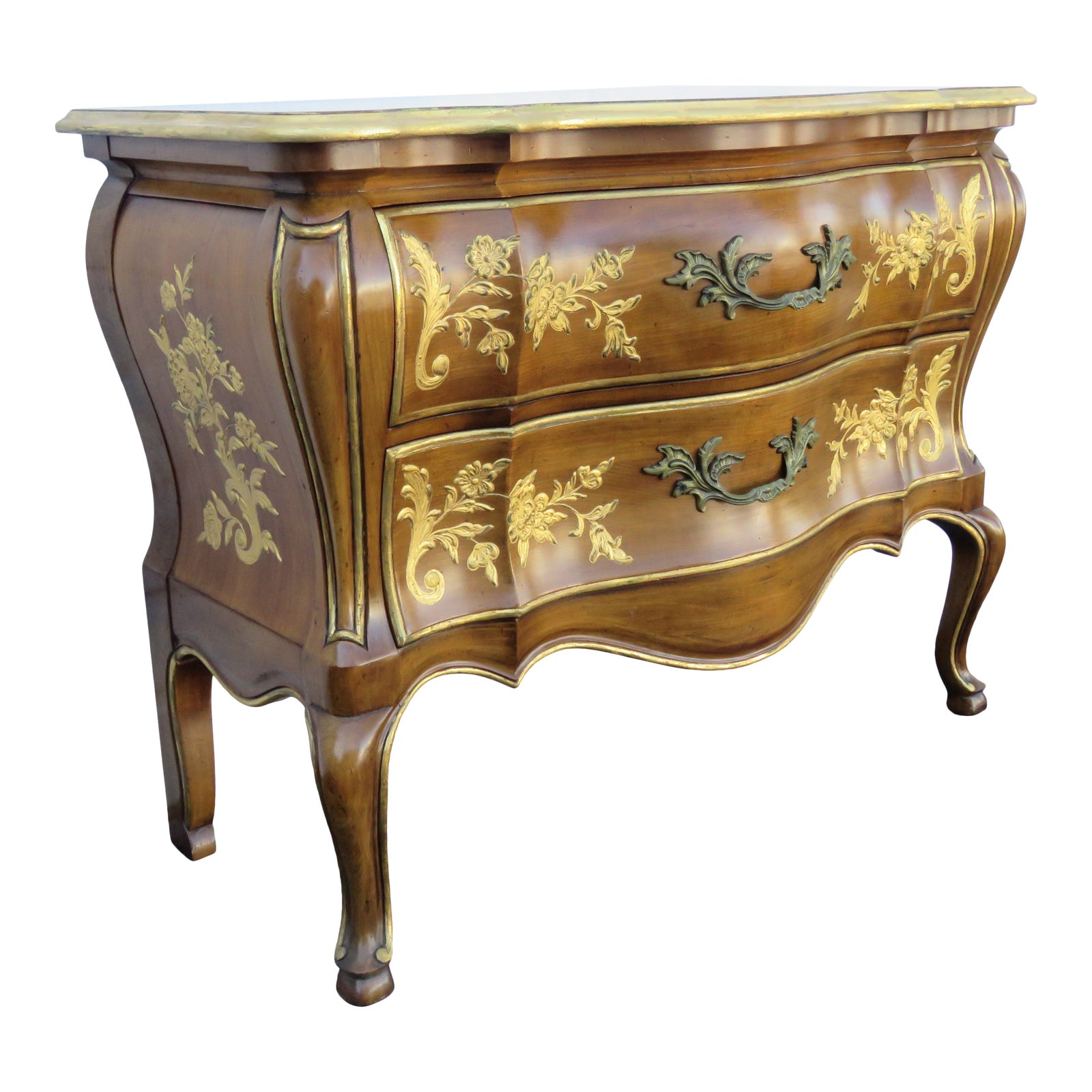 French Bombay Dresser Commode With Gold Leaf by John Chairish