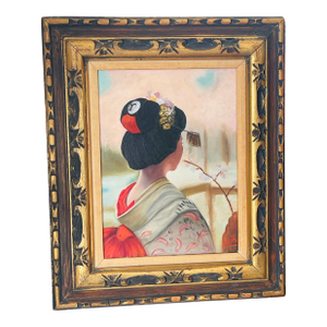 1970s Japanese Women Portrat Signed and Framed