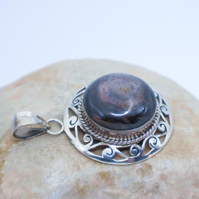 Metal Rare Star Ruby Sterling Silver Pendant For Sale - Image 7 of 8