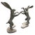 This pair of vintage cast iron "boxing hares" statues. Crafted with exceptional detail and realism, these heavy-cast...