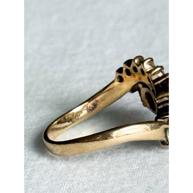 Cartier Vintage 14k Yellow Gold Victorian Revival Golden Beryl & Diamond Bypass Cocktail Ring, Size 7 For Sale - Image 4 of 10