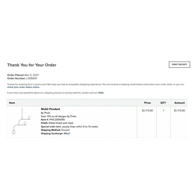 Silver Pholc Mobil 70 Pendant by Monika Mulder in Matte Nickel For Sale - Image 8 of 8