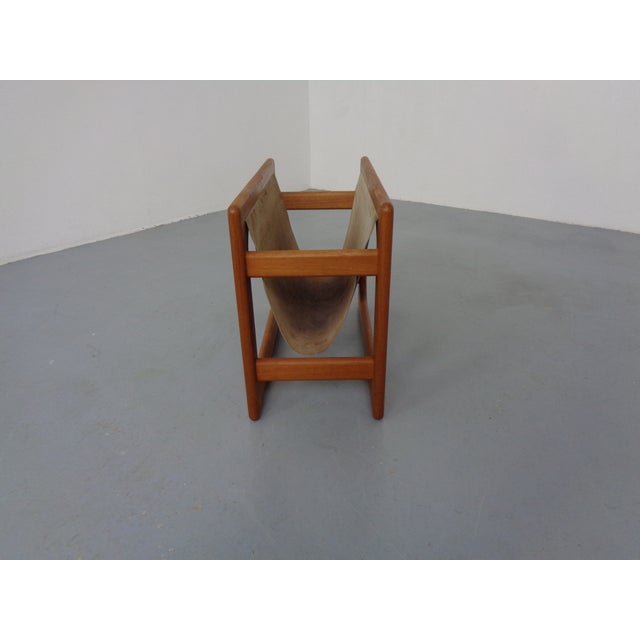 Wood Teak & Suede Magazine Rack from Aksel Kjersgaard for Salin Mobler, Denmark, 1960s by Aksel Kjersgaard For Sale - Image 7 of 11