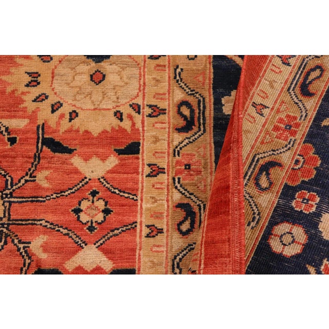 Textile 1990s Boho Chic Ziegler Red Blue Hand-Knotted Wool Rug - 10'1'' X 13'2'' For Sale - Image 7 of 7