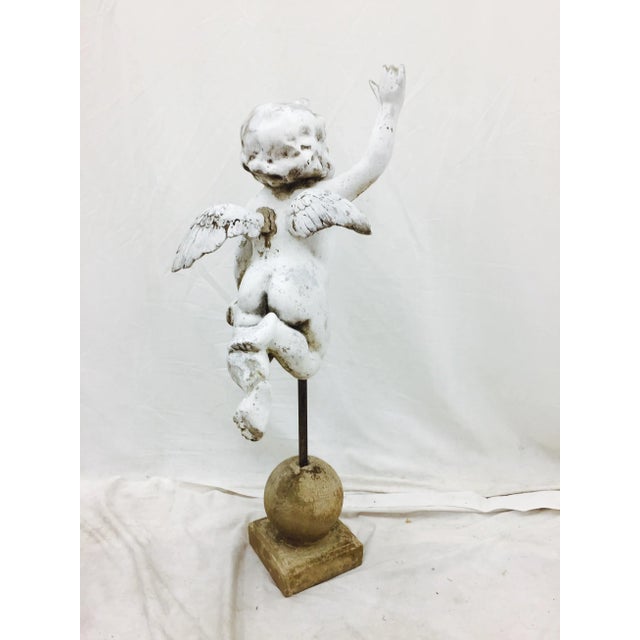 White Antique Garden Cherub Sculpture For Sale - Image 8 of 11