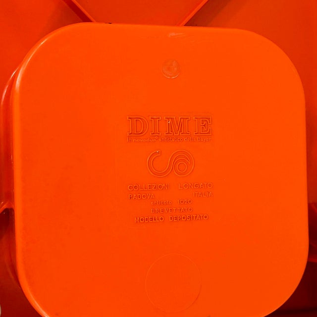 Plastic Orange Dime Side Table on Wheels by Marcello Siard for Longato, 1970s For Sale - Image 7 of 9