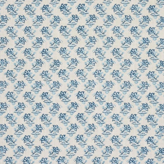Schumacher x Mark D. Sikes Oleander Indoor/Outdoor Fabric in Indigo For Sale