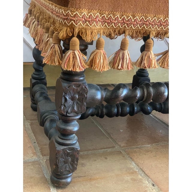 Late 19th Century Antique Ornately Carved Wood & Upholstery Jacobean Renaissance Revival Carved Parlor Throne Chairs- A Pair For Sale - Image 9 of 12