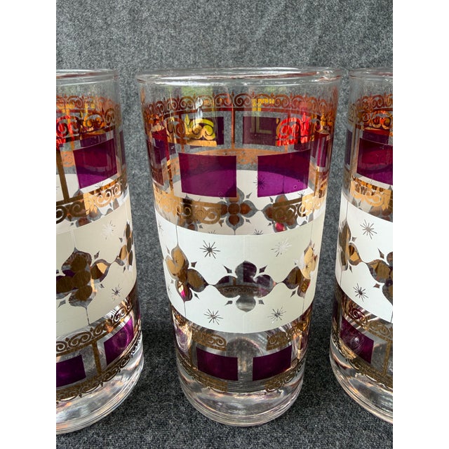 Culver Ltd. Vintage Mid-Century Modern Culver LTD 22k Starburst Highball Glasses Set of 4 For Sale - Image 4 of 12