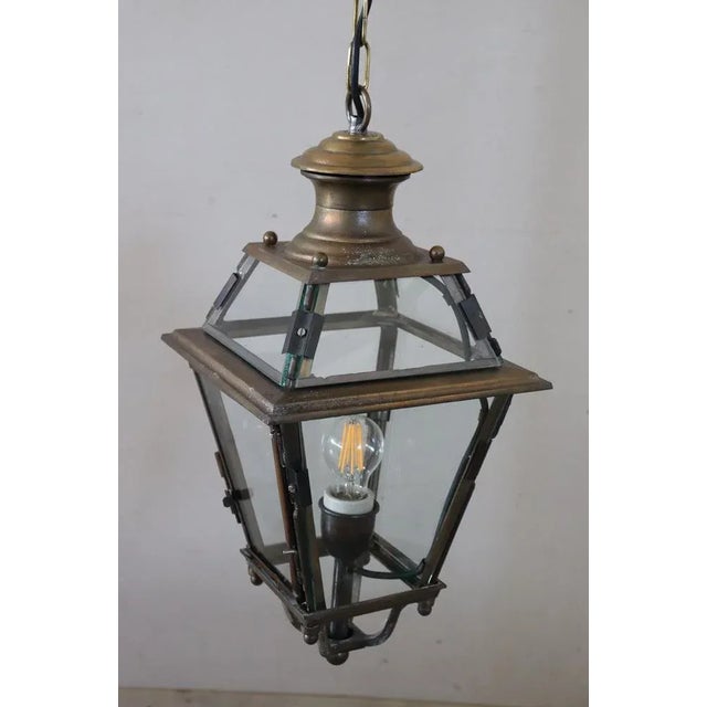 Vintage Brass and Glass Lantern, 1980s For Sale - Image 10 of 14