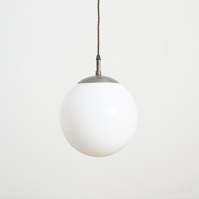 Vintage Pendant Light in Opaline Glass, 1950s For Sale - Image 6 of 6