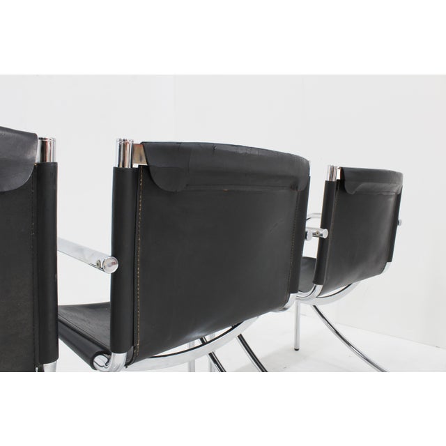 Vintage Jot Dining Chairs in Black Leather and Chrome by Giotto Stoppino for Acerbis, 1970s, Set of 6 For Sale - Image 10 of 14