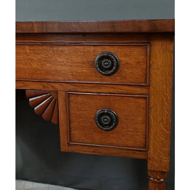 Brown Small English Victorian Desk in Oak For Sale - Image 8 of 18
