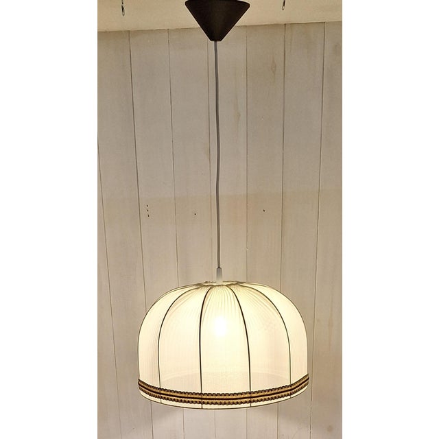 Textile Vintage German Pendant Lamp with Fabric Shade, 1970s For Sale - Image 7 of 7