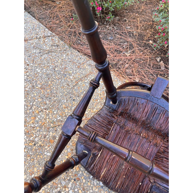 Wood Antique Late 18th or Early 19th Century Rush Seat Petite Windsor Sack Back Hoop Chair With Pierced Central Splat For Sale - Image 7 of 10