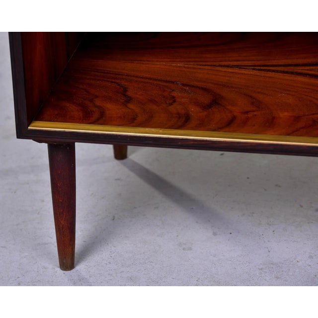 Wood Italian Mid Century Modern Mahogany Shelf Unit With Brass Edges For Sale - Image 7 of 12