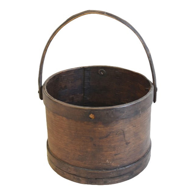 Antique Primitive Wood Firkin Bucket W/ Handle Chairish