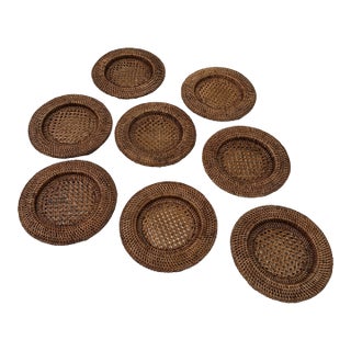 Vintage Charger Rattan Charger Plates- Set of 8 For Sale