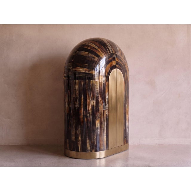 Contemporary Arcana Contemporary Resin and Brass Bar Cabinet by House of Jaipur For Sale - Image 3 of 11