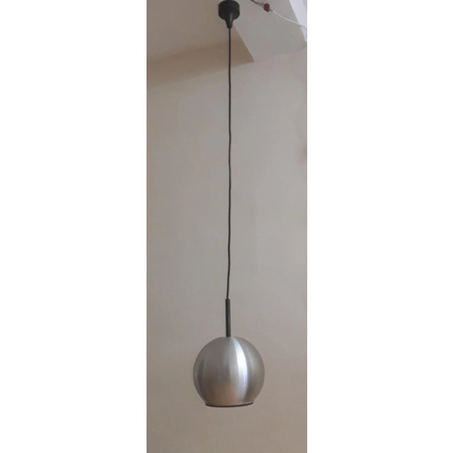 1970s Vintage German Ceiling Lamp with Spherical Aluminum Reflector on Black Plastic Mount from Staff, 1970s For Sale - Image 5 of 7