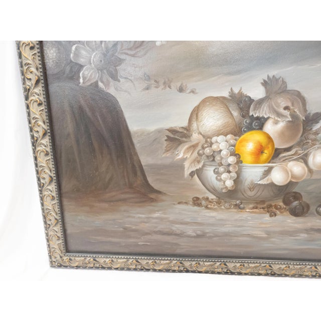 Gray Contemporary Oil on Canvas Still Life Painting Signed Illegibly For Sale - Image 8 of 13