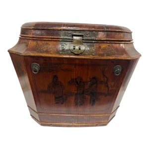 Early 19th Century Antique Chinese Red Lacquer Scholar Chest