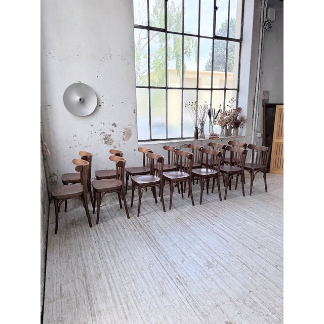Walnut Bistro Chairs, 1970s, Set of 14 For Sale - Image 13 of 18