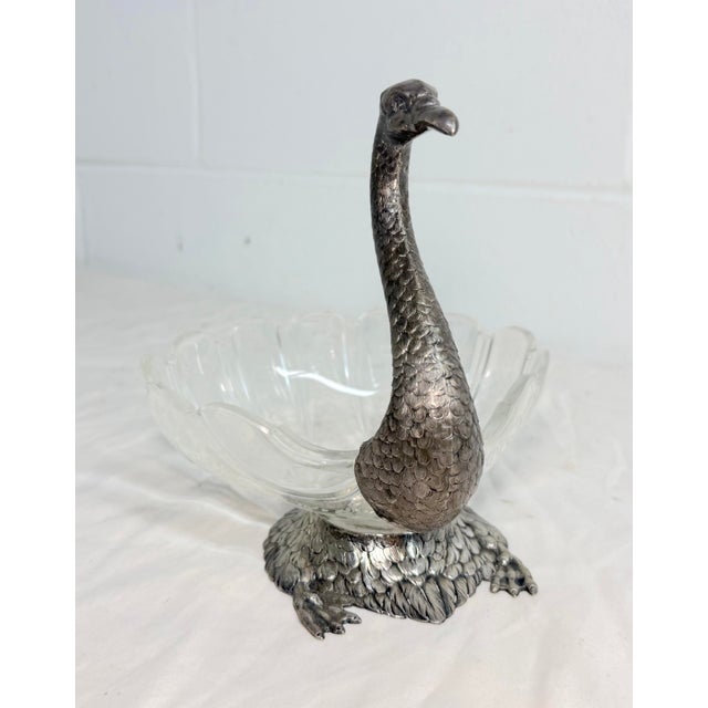 Antique 1800's Georg Roth & Co. Hanau German 800 Silver Cut Glass Swan Bowl For Sale In New York - Image 6 of 17