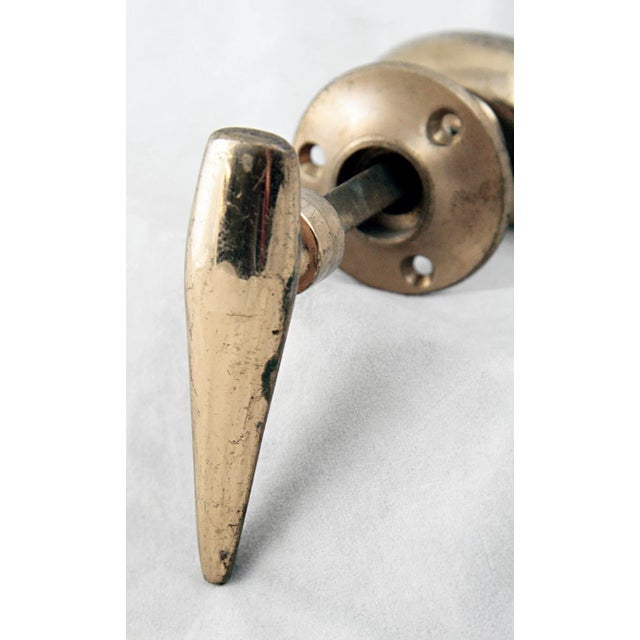 Art Deco Lever & Oval Door Knob Set For Sale - Image 4 of 4