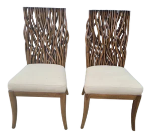 Contemporary Twisted Branch Back Side Chairs - a Pair