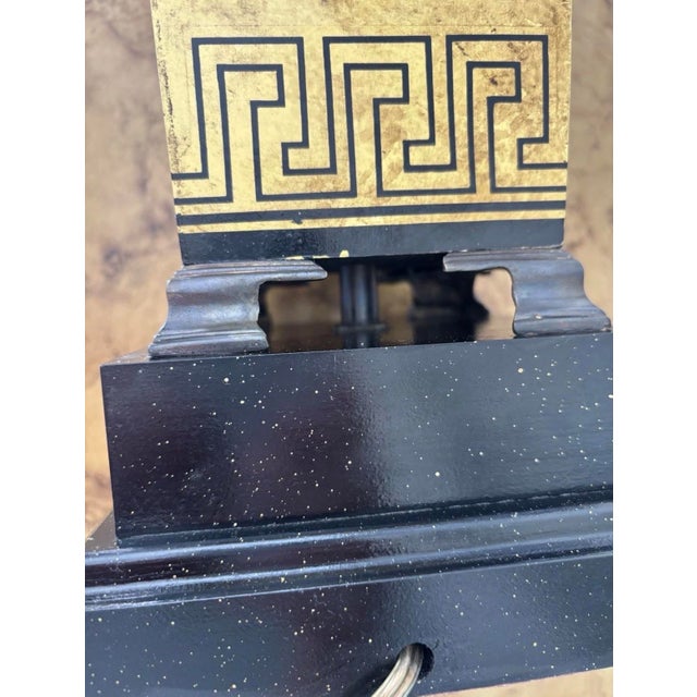 Vintage Black Frederick Cooper Neoclassical Table Lamp Gold Laurel & Greek Key - Hollywood Regency Empire Style For Sale - Image 10 of 12
