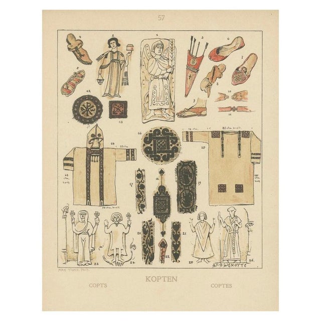 After Max Tilke, Coptic Costume and Textile Plate, 1880, Print For Sale - Image 10 of 10