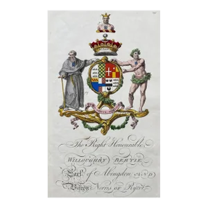 1764 British Hand Colored Armorial Coat of Arms Engraving