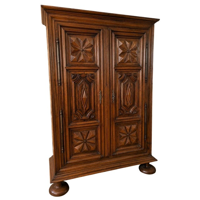 Wood 17th Century Louis XIII Wardrobe in Molded and Carved Walnut For Sale - Image 7 of 7