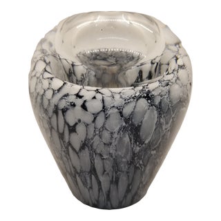 Vintage Kosta Boda-Esque Clear/Black and White Glass Bud Vase For Sale