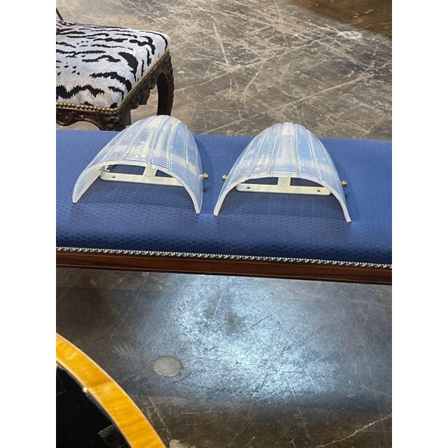 Early 21st Century Vintage Murano Glass Opalescent Shell Form Sconces For Sale - Image 5 of 9