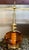 1960s 1960s Gold Metal Base With Large, Hand-Blown Amber Glass, Table Lamp, Hollywood Style, Three-Way Lighting, Two Tasseled Pull Chains For Sale - Image 5 of 12