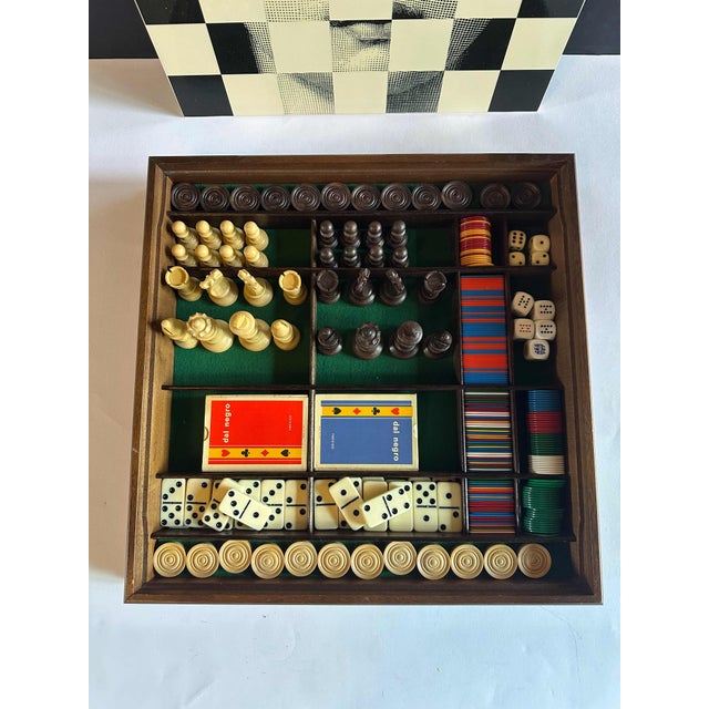 20th Century Rare Large Chess and Dominoes Board Game Set Box by Fornasetti For Sale - Image 6 of 14