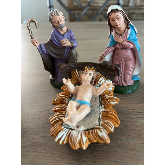Wonderful nativity set from Italy. The set is made of plastic or resin in the Fantanini style. Marked Italy on the bottom....