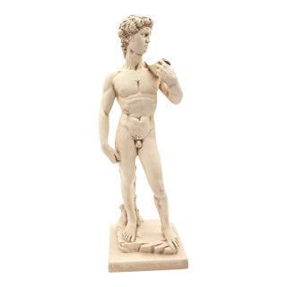 Mid-Century Modern David Statue Inspired by Michelangelo, Plaster Sculpture From Italy For Sale