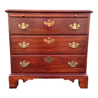 1970s Statton Trutype Cherry Chippendale Bachelor Chest Nighstand With Pullout Table For Sale