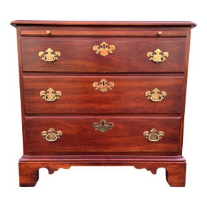 1970s Statton Trutype Cherry Chippendale Bachelor Chest Nightstand With Pullout Table