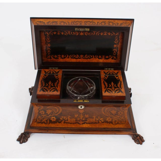 19th Century George IV Gonçalo Alves & Amboyna Marquetry Tea Caddy, 1825 For Sale - Image 11 of 18