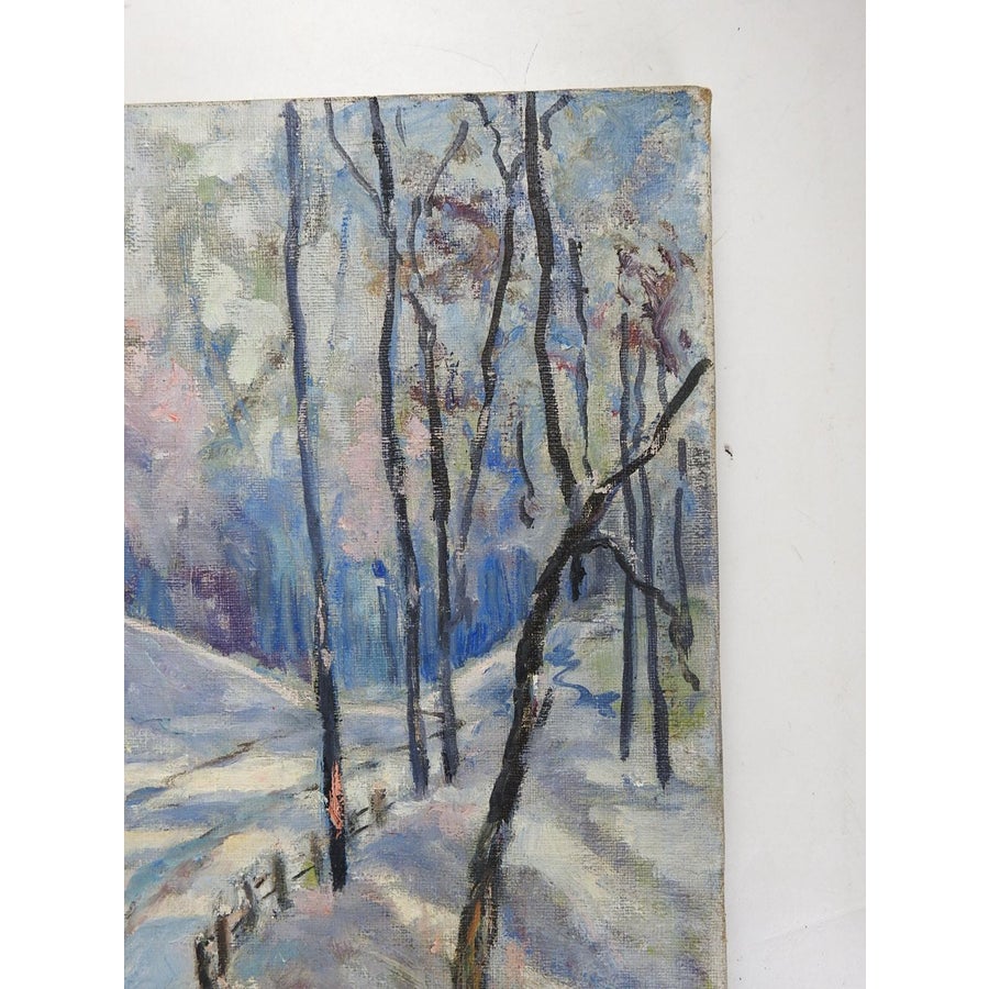 Vintage Mid 20th Century Impressionist Snowy Winter Trail