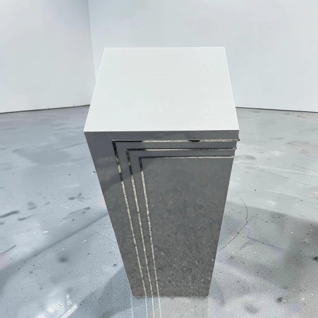 Chrome Stripe Postmodern Pedestal For Sale In Miami - Image 6 of 10