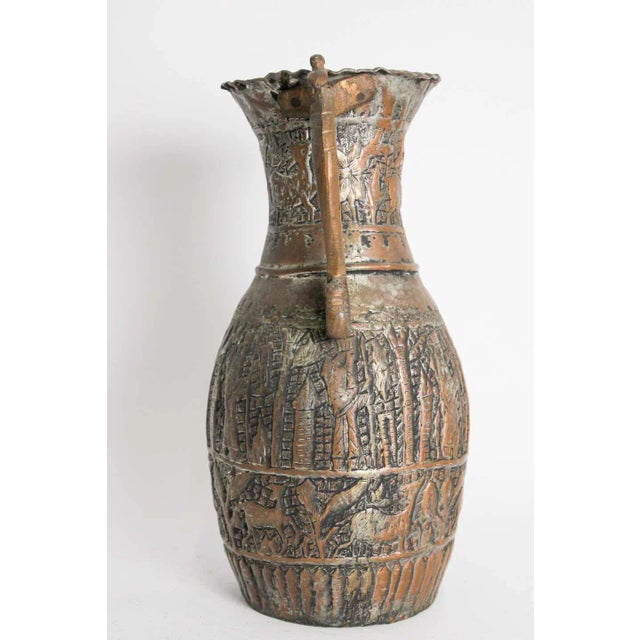 Antique Middle Eastern Islamic Tinned Copper Ewer For Sale - Image 11 of 13