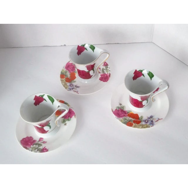 1960s Casati Art Nouveau Demitasse Coffee Cups with Floral Motif- 6 Pieces For Sale - Image 10 of 12